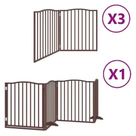 skladana-bramka-dla-psa-z-drzwiami-10-paneli-brazowa-800-cm