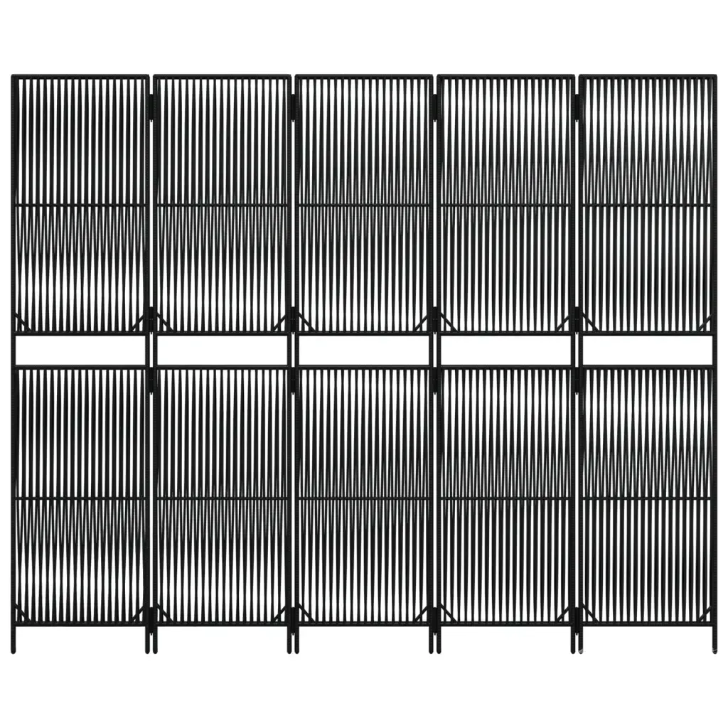 parawan-5-panelowy-czarny-polirattan-stan-nowy