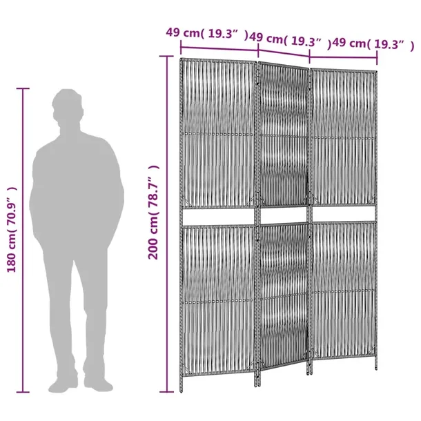 parawan-3-panelowy-szary-polirattan-kod-producenta-365390