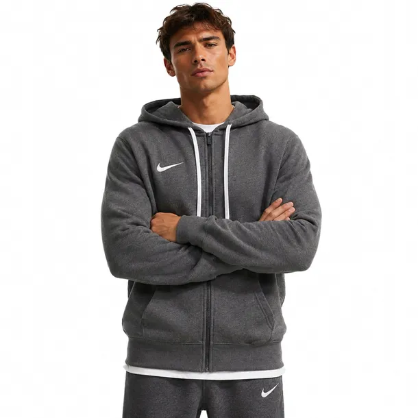 NIKE BLUZA SPORTOWA BAWEŁNA SZARA POPIELATA ROZPINANA z kapturem M