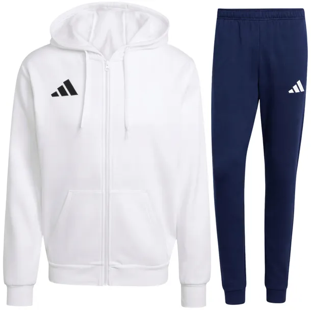 Dres Komplet Męski ADIDAS Rozpinana Bluza Biała + Spodnie Granat roz.M
