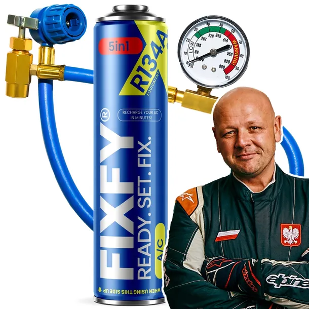 Zestaw do napełniania klimatyzacji gaz FIXFY 5w1 puszka 755g + wąż R134a