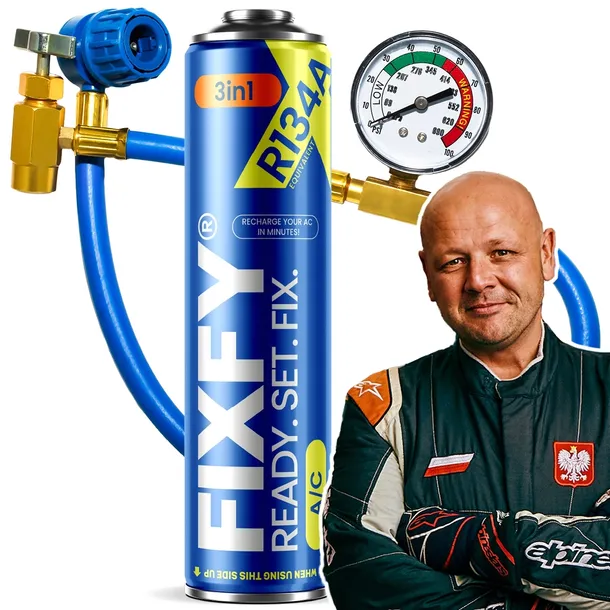 Czynnik do klimatyzacji gaz chłodniczy FIXFY 3w1 puszka 500ml + wąż R134a