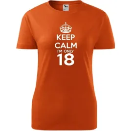 damska-koszulka-z-nadrukiem-keep-calm-i-m-only-18-prezent-na-urodziny-pomar