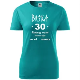 damska-koszulka-z-nadrukiem-boska-30-prezent-na-trzydzieste-urodziny-szmara