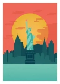 plakat-nowy-jork-statua-retro-vintage-100x70-cm