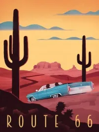 plakat-route-66-usa-vintage-retro-obraz-100x70-cm