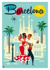 plakat-barcelona-hiszpania-vintage-retro-100x70-cm