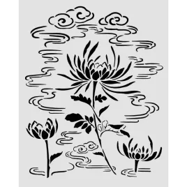 szablon-mix-media-3d-20x25cm-oriental-garden-lotos-stamperia
