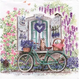 serwetka-do-decoupage-33x33cm-bike-with-basket-rowek-z-koszykiem-lawenda