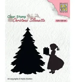 stempel-nellies-dziewczynka-z-prezentem-choinka