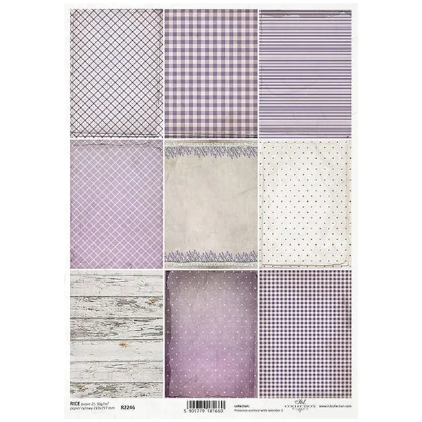 Papier ryżowy do decoupage A4 kratki kropki paski