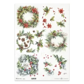 papier-ryzowy-do-decoupage-a3-itd-1271l-wianki-ostrokrzew-szyszki