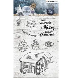 stempel-przezroczysty-studiolight-snowy-afternoon-choinka-balwan-sanki