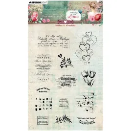 stempel-przezroczysty-studiolight-romantic-elements-serduszka-kwiaty-napisy