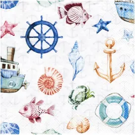 serwetka-do-decoupage-33x33cm-coastal-elements-muszle-kotwica-ster-1szt