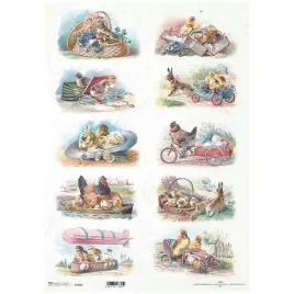 papier-ryzowy-do-decoupage-a3-itd-1006l-vintage-kury-zajace-kurczaki