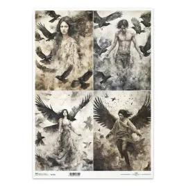 papier-ryzowy-do-decoupage-a3-demony-przemiana-kobieta-mezczyzna-kruki