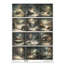 papier-ryzowy-do-decoupage-a3-zimowa-sceneria-noc-latarnie