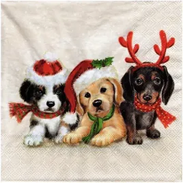 serwetka-do-decoupage-33x33cm-swiateczne-pieski-1szt