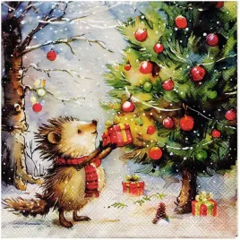serwetka-do-decoupage-33x33cm-present-for-hedgehog-jez-z-prezentem-1szt