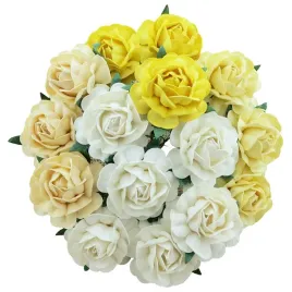 kwiaty-papierowe-roze-tea-mix-zolty-40mm-25szt