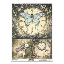 papier-ryzowy-do-decoupage-a4-r2645-motyl-cma-bialy-krolik-zegar-alicja