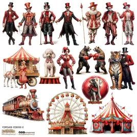 naklejki-papierowe-24x24-scraplove-vintage-circus-2-cyrk-cyrkowcy-klaun