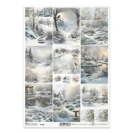 papier-ryzowy-do-decoupage-a4-itd-r2560-zimowy-ogrod-ptaki