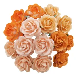 kwiaty-papierowe-roze-trellis-mix-pomaranczowy-35mm-25szt