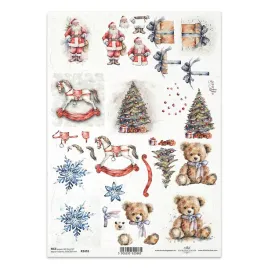 papier-ryzowy-do-decoupage-a4-r2455-swiety-mikolaj-konik-mis-sniezynka