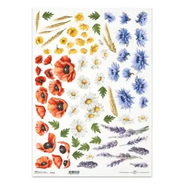 papier-ryzowy-do-decoupage-a3-itd-1261l-kwiaty-polne-maki-chabry