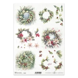 papier-ryzowy-do-decoupage-a4-itd-r2433-wianki-swiateczne-ostrokrzew