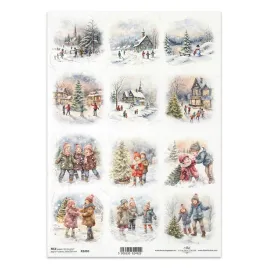 papier-ryzowy-do-decoupage-a4-itd-r2430-zima-dzieci-miasteczko