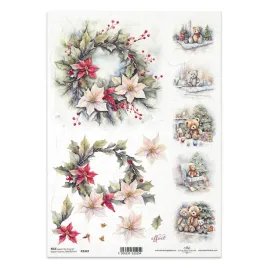 papier-ryzowy-do-decoupage-a4-itd-r2442-wianki-misie-pod-choinka