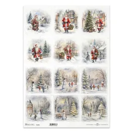 papier-ryzowy-do-decoupage-a3-itd-1264l-zima-balwanki-swiety-mikolaj