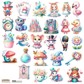 naklejki-papierowe-24x24-scraplove-alice-5-alicja-w-krainie-czarow