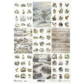 papier-ryzowy-do-decoupage-a4-r2354-krajobraz-zima-widoczki-zwierzeta
