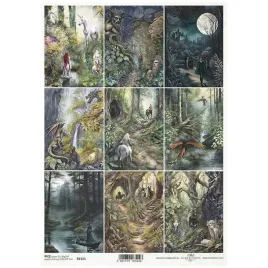 papier-ryzowy-do-decoupage-a4-r2325-jednorozec-feniks-smok-tajemniczy-las