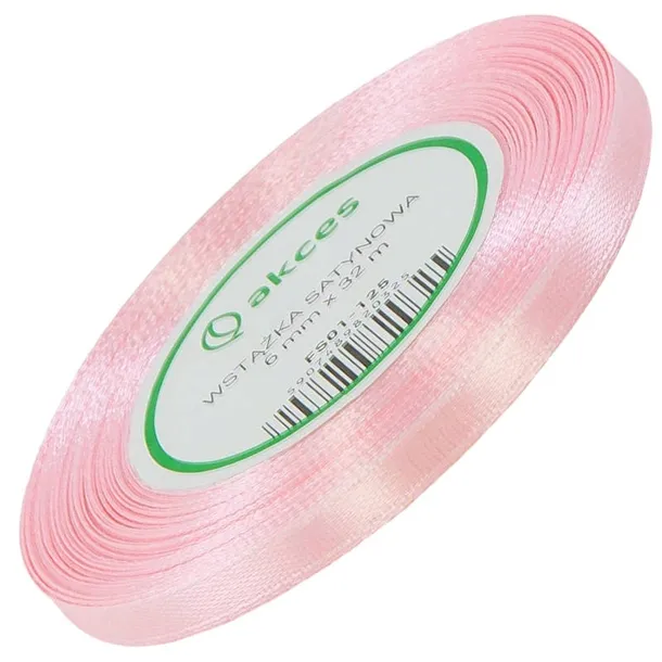 TASIEMKA wstążka SATYNOWA pudrowa różowa 6mm - 32mb