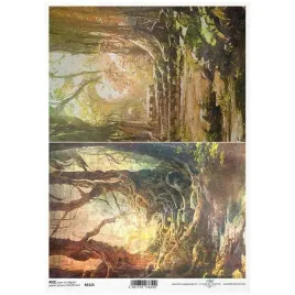 papier-ryzowy-do-decoupage-a4-itd-r2125-tajemniczy-las-drzewa