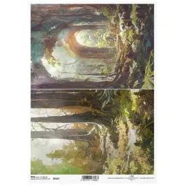 papier-ryzowy-do-decoupage-a4-itd-r2123-tajemniczy-las-drzewa