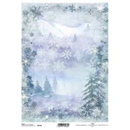 papier-ryzowy-decoupage-a4-zima-sniezynki-gory-las