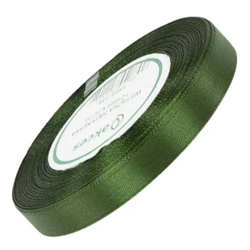 TASIEMKA SATYNOWA wstążka c. oliwkowa 12mm 32mb