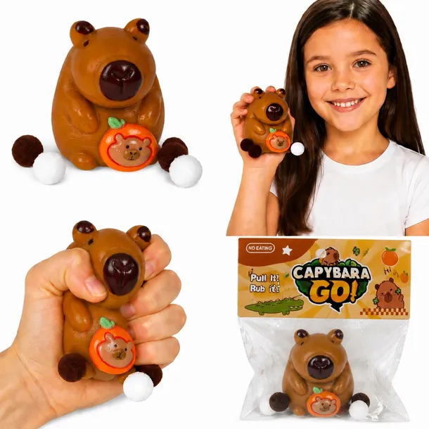 Gniotek KAPIBARA MOCHI antystresowy sensoryczny KLEJĄCY beżowy SQUISHY 6 cm