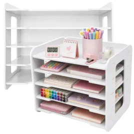 organizer-biurowy-na-biurko-drewniany-polki-na-dokumenty-a4-bialy
