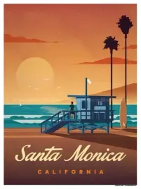 plakat-santa-monica-usa-vintage-obraz-70x50-cm