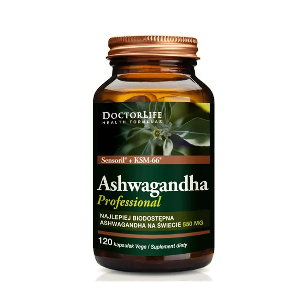 DOCTOR LIFE Ashwagandha KSM-66+ Sensoril 550mg 120 kapsułek Aszwaganda