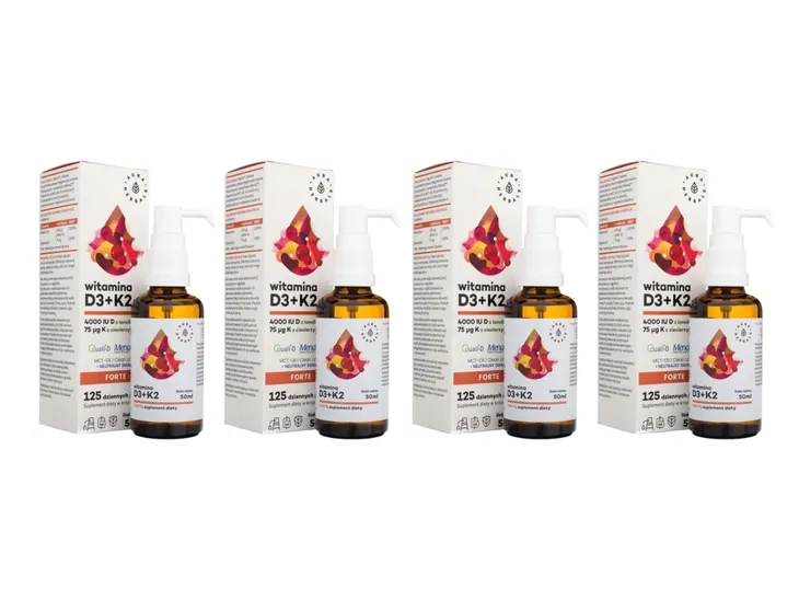 AURA HERBALS Zestaw 4x Witamina D3 4000 IU + K2, MCT, krople 50 ml