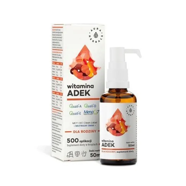 AURA HERBALS Witamina ADEK dla rodziny MCT krople 50ml